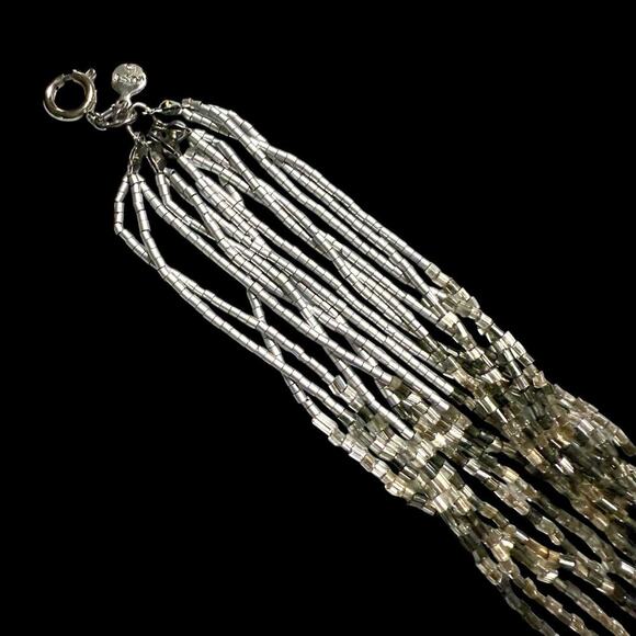Ann Taylor LOFT Multi Strand Sparkle Twist Faceted Glass Charcoal Bead Necklace - Picture 8 of 10